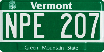VT license plate NPE207