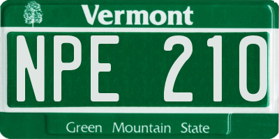 VT license plate NPE210
