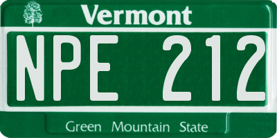 VT license plate NPE212
