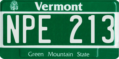 VT license plate NPE213