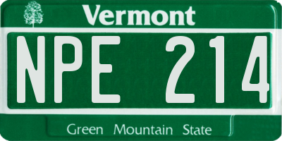 VT license plate NPE214