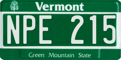 VT license plate NPE215