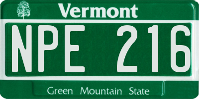 VT license plate NPE216