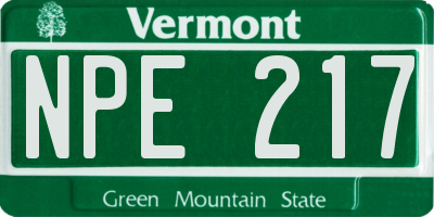 VT license plate NPE217