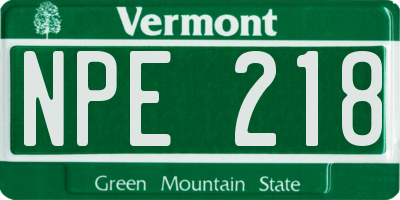 VT license plate NPE218