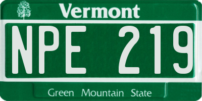 VT license plate NPE219