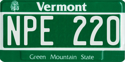 VT license plate NPE220