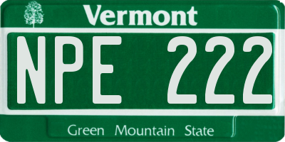 VT license plate NPE222