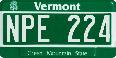 VT license plate NPE224