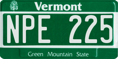 VT license plate NPE225