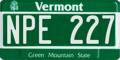 VT license plate NPE227