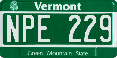 VT license plate NPE229