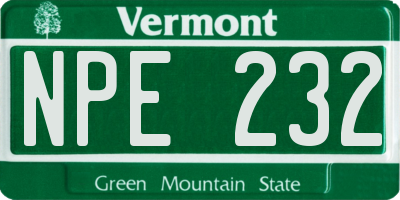 VT license plate NPE232