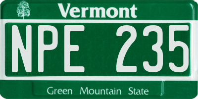 VT license plate NPE235
