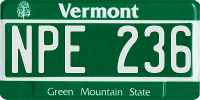 VT license plate NPE236