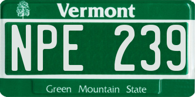 VT license plate NPE239