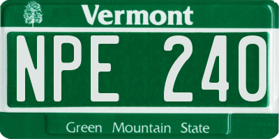 VT license plate NPE240