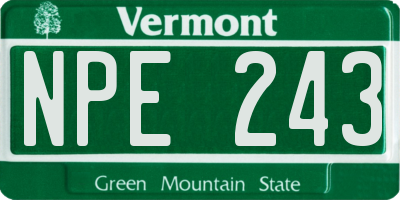 VT license plate NPE243