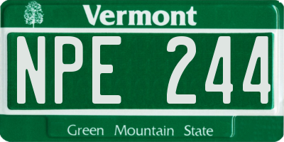 VT license plate NPE244