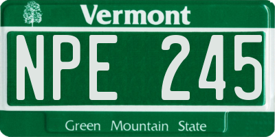 VT license plate NPE245