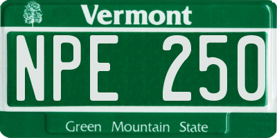 VT license plate NPE250