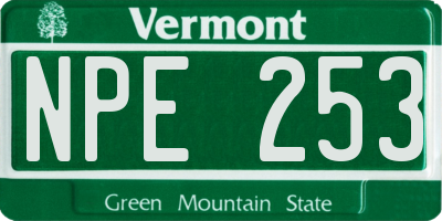 VT license plate NPE253