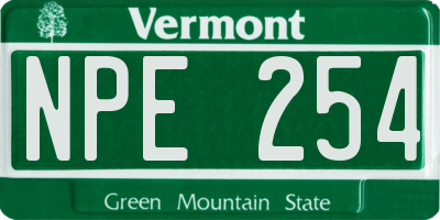 VT license plate NPE254