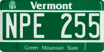 VT license plate NPE255