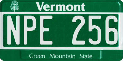 VT license plate NPE256