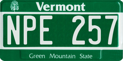 VT license plate NPE257