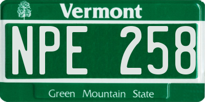 VT license plate NPE258