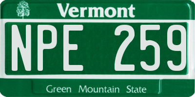 VT license plate NPE259