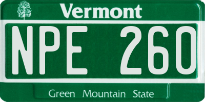 VT license plate NPE260