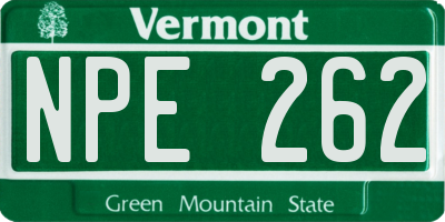 VT license plate NPE262