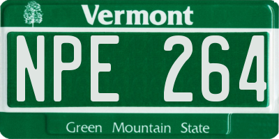 VT license plate NPE264