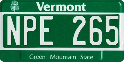 VT license plate NPE265
