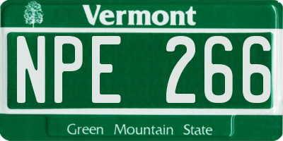 VT license plate NPE266