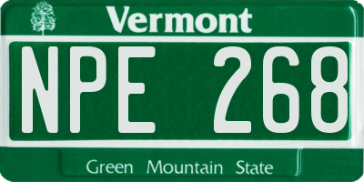 VT license plate NPE268