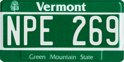VT license plate NPE269