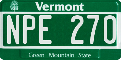VT license plate NPE270