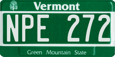 VT license plate NPE272