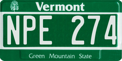 VT license plate NPE274