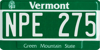 VT license plate NPE275