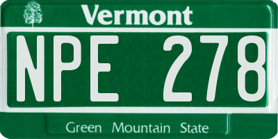 VT license plate NPE278