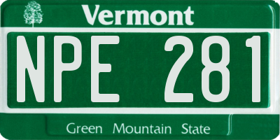 VT license plate NPE281