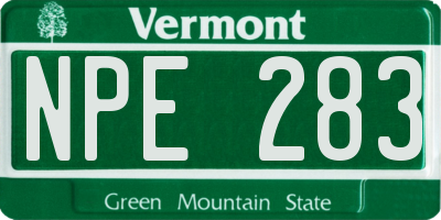 VT license plate NPE283