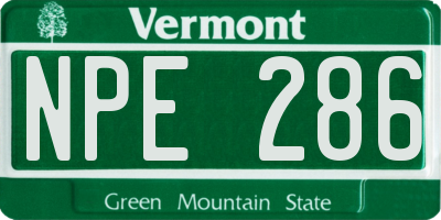 VT license plate NPE286