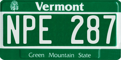 VT license plate NPE287