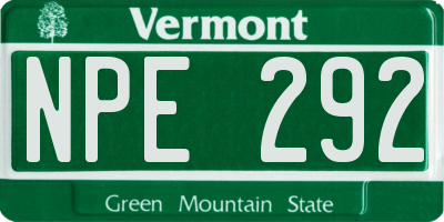 VT license plate NPE292