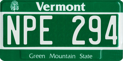 VT license plate NPE294